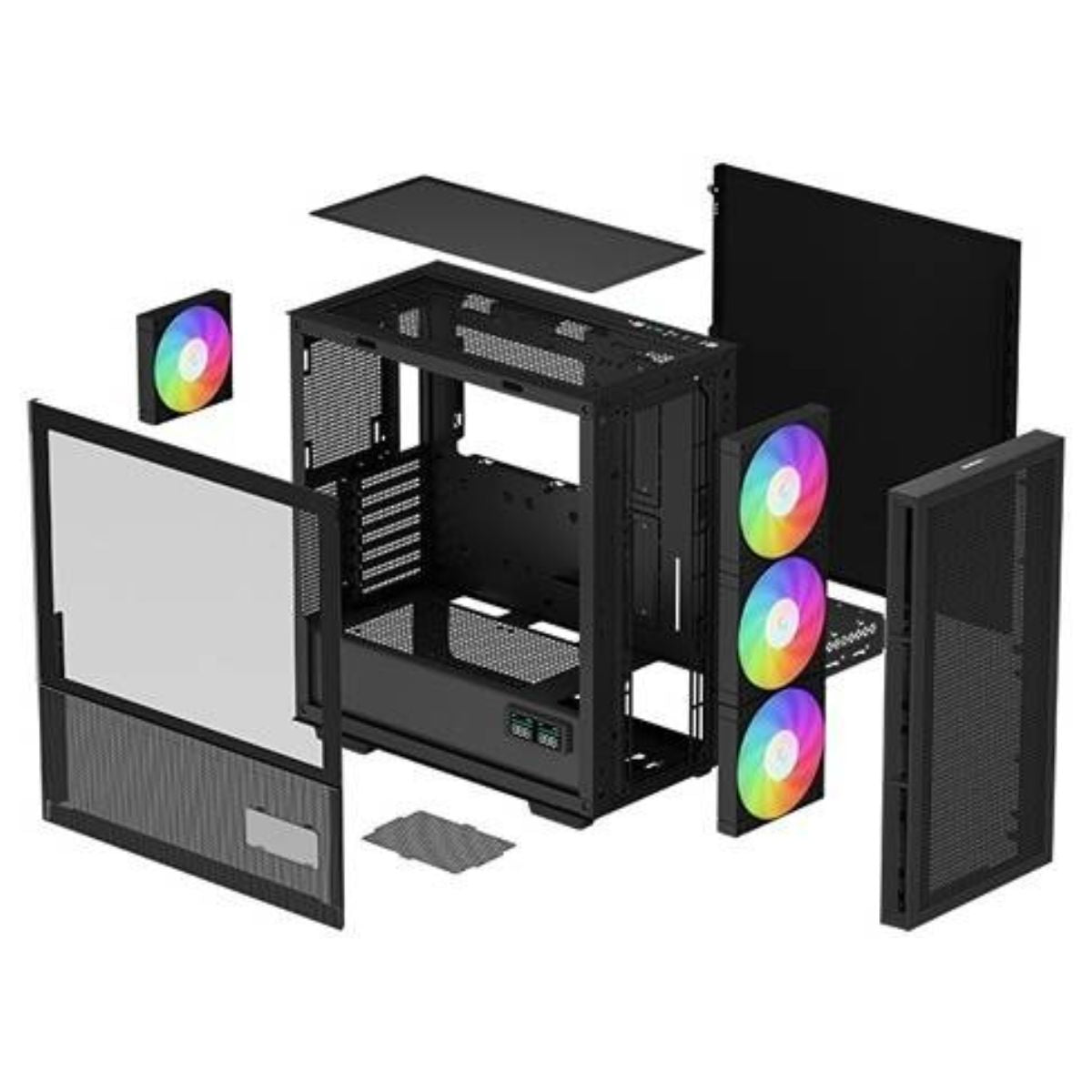 DeepCool CH560 Digital ATX Mid-Tower Computer Case | Real-Time Digital Display | Hybrid Airflow Tempered Glass Panel | ATX Motherboard Support | ABS + SPCC + Tempered Glass Construction | Black | R-CH560-BKAPE4D-G-1