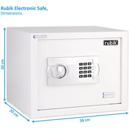 Rubik Large Safe Box with Digital Keypad & Key Lock – 30x38x30cm, Black / White | RB30EG-B / RB30EG-W