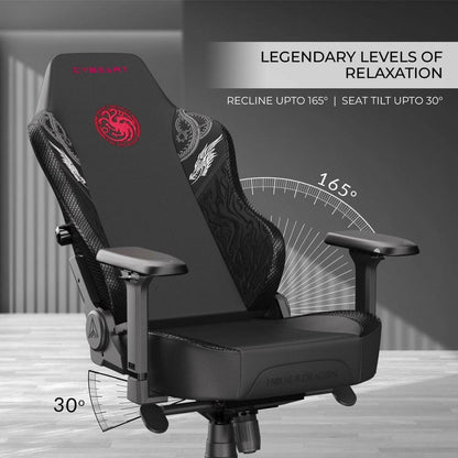 Cybeart House Targaryen Licensed Edition Gaming Chair | Supreme PU Leather | Cold-Cured Foam | 4D Armrests | 165° Recline | 150kg | Targaryen