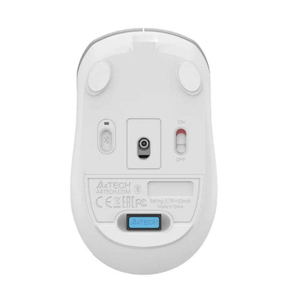 A4Tech Fstyler FB26CS Air2 Wireless Mouse – Dual Mode (BT + 2.4G), Rechargeable, Desk + Air Control, White Backlit