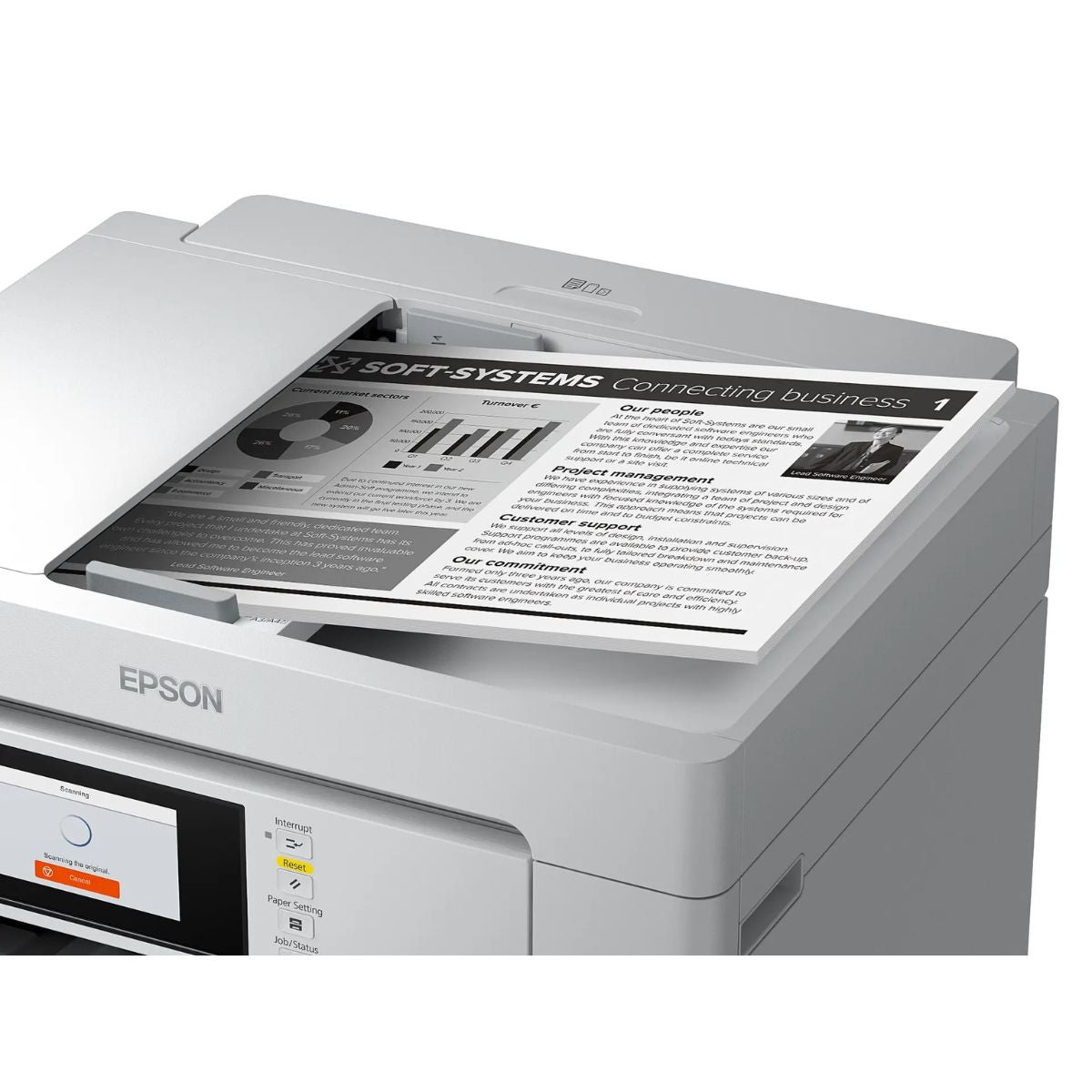 Epson EcoTank Pro M15180 3-in-1 Mono ( Black ) A3 Touchscreen Printer, 4800 x1200 DPI, 25ppm Print Speed, 125 Sheets Output Tray Capacity,, 66,000 Pages / Month Print Volume, White | C11CJ41407BY