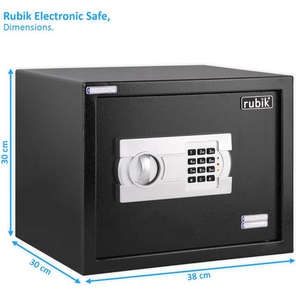 Rubik Large Safe Box with Digital Keypad & Key Lock – 30x38x30cm, Black / White | RB30EG-B / RB30EG-W