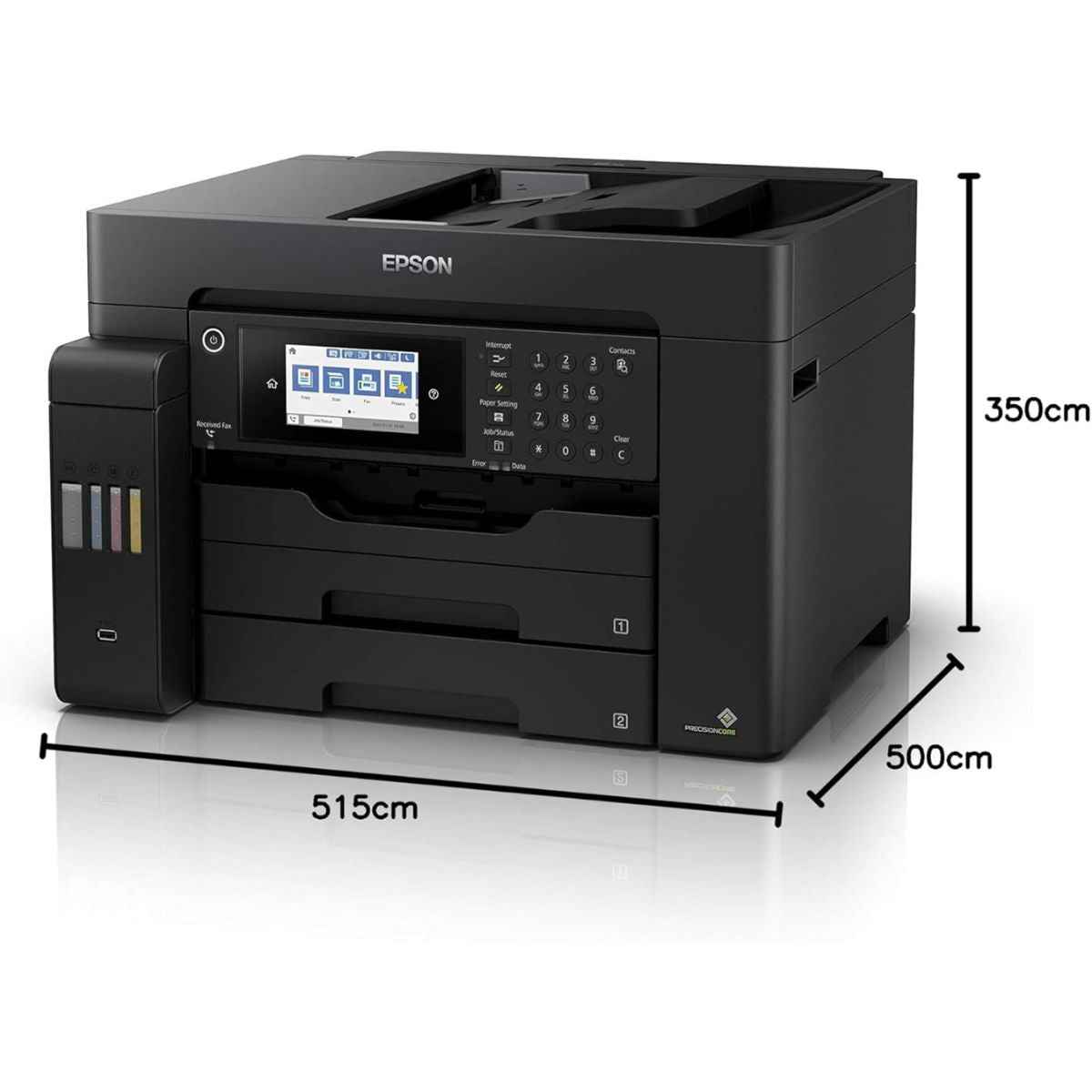 Epson EcoTank L15150 A3 Wi-Fi Duplex AIO Ink Tank Printer, 25 ipm Print Speed, 2400x1200 DPI Scan Resolution, 50 Pages ADF, 250 Sheets Tray Capacity, USB, ETH, WiFi/Wi-Fi Direct, Black | C11CH72403DA