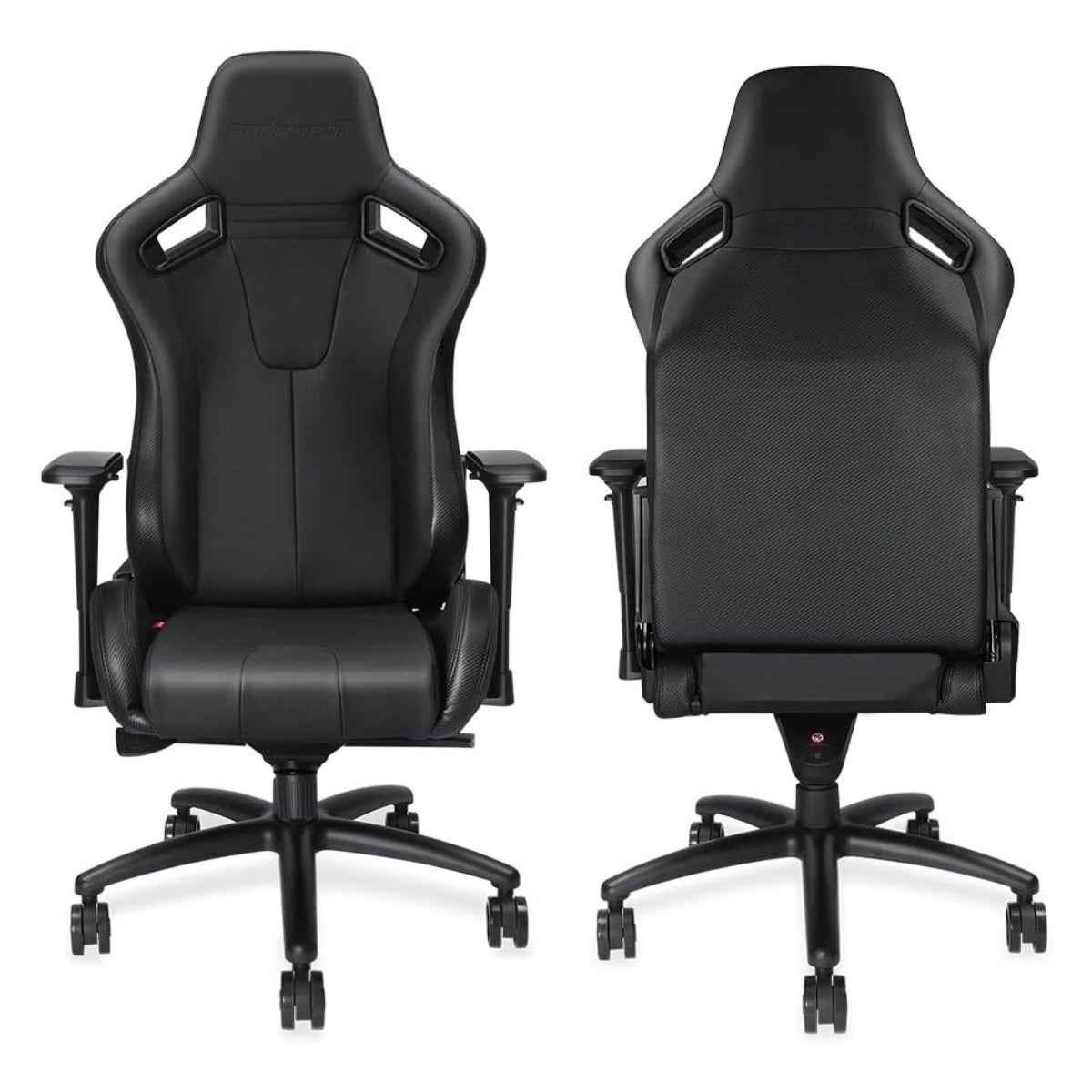 AndaSeat Dark Knight Premium Gaming Chair, Frog seat tray big memory lumbar pillow big memory headrest pillow 65mm casters black aluminum base, carbon pvc - Black