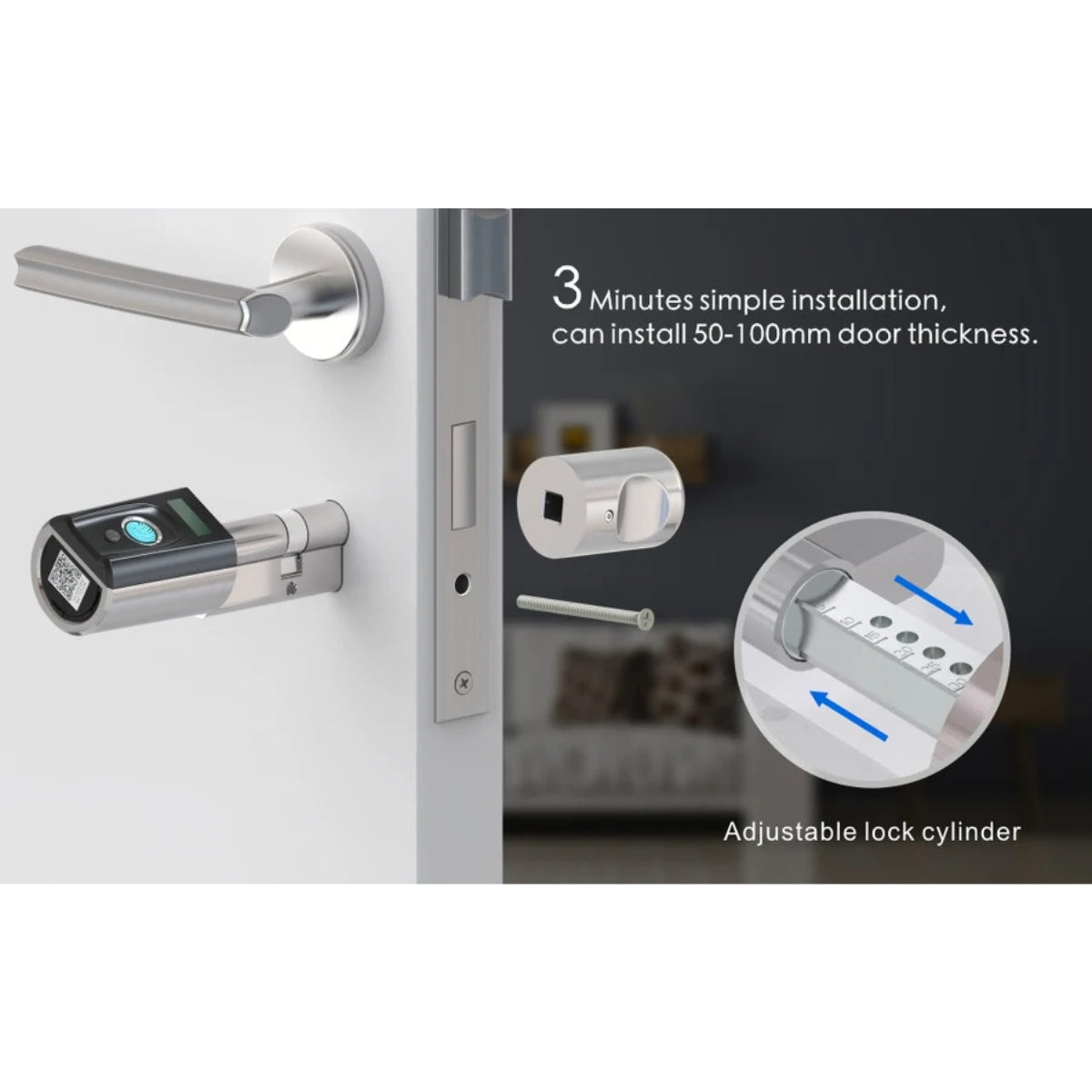 WELOCK Touch41 Biometric Fingerprint Smart Door Lock – Electronic Lock Cylinder, Wi-Fi App Control, RFID Card Access, Bluetooth, Keyless Entry | Touch41