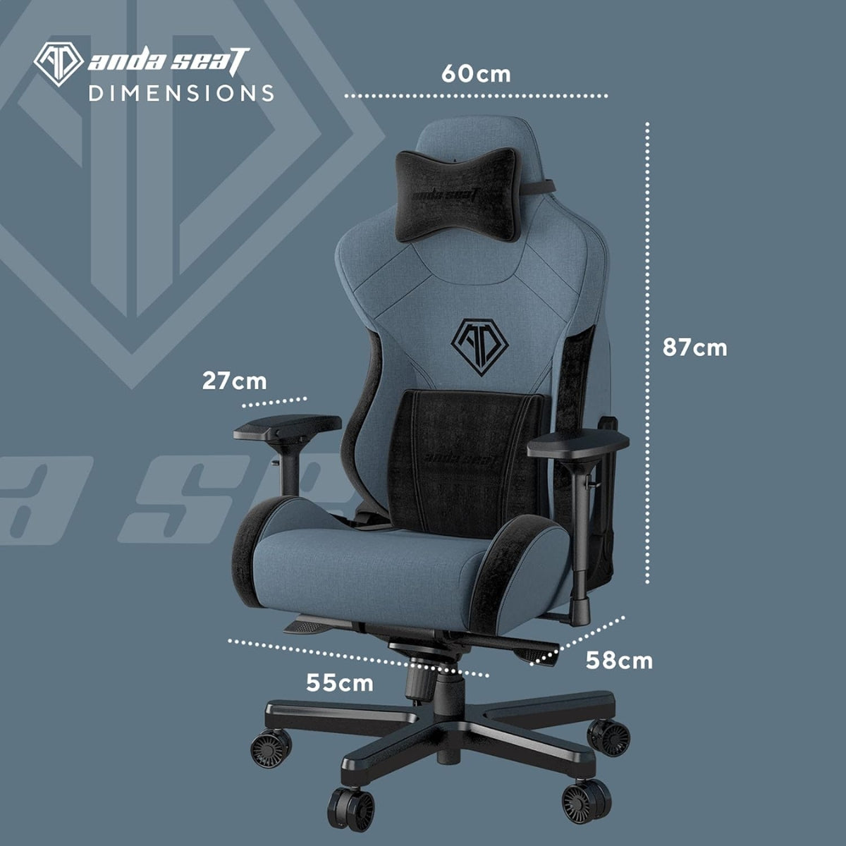 AndaSeat T-Pro II Premium Gaming Chair, 4D Armrests, Memory Foam Neck Pillow & Lumbar Support