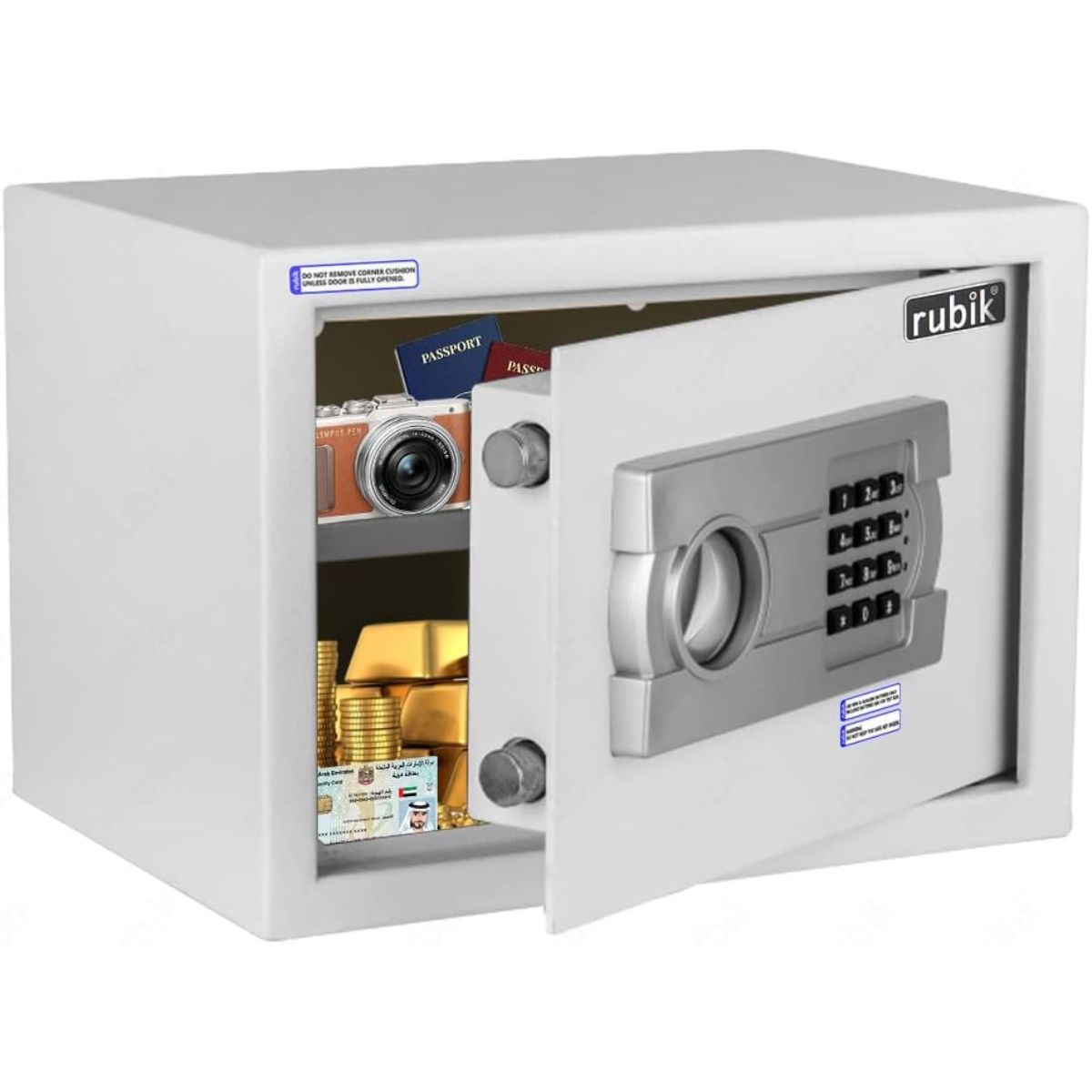 Rubik Medium Safe Box with Digital Keypad & Key Lock – 25x35x25cm, Black / White | RB25EG-B / RB25EG-W