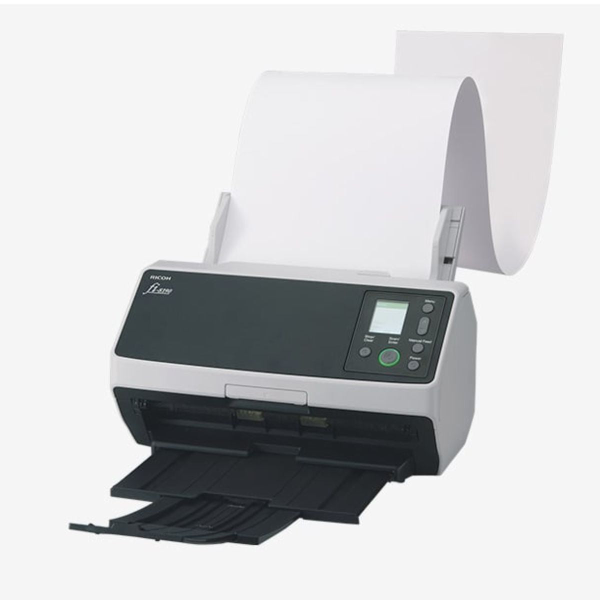 RICOH Fi-8190 Image Scanner with 100 Page ADF, 90 ppm Simplex & 180 ipm Duplex Scan Speed, Up to 600 dpi, Optimized HQ Images, 24-bit, Grayscale, USB, Ethernet, Black-Light Gray | PA03810-B001