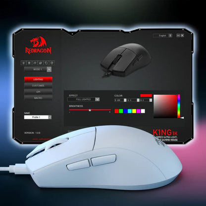 Redragon K1NG M724 Wired Gaming Mouse | 1000Hz Polling Rate | High-Precision Optical Sensor | Black / White / Pink