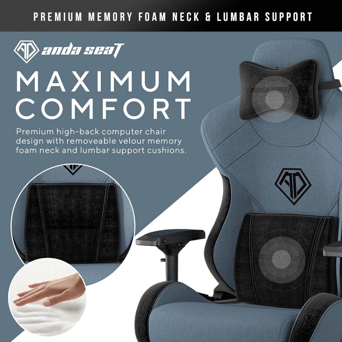 AndaSeat T-Pro II Premium Gaming Chair, 4D Armrests, Memory Foam Neck Pillow & Lumbar Support