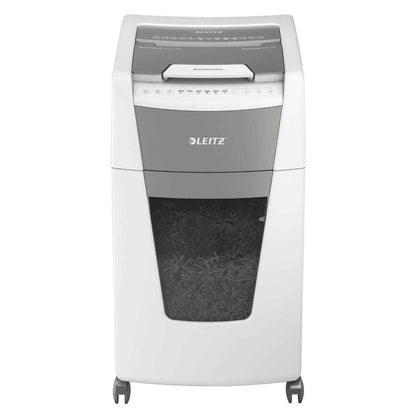 Leitz IQ Autofeed Office Particle Cut Shredder P4, 300 Sheets, 60L Waste Bin, White, 80150000