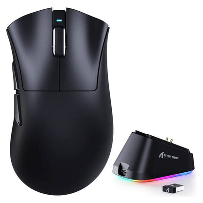ATTACK SHARK V3 Pro Wireless Gaming Mouse with Magnetic Charging Dock | 25,000 DPI | PAW3311 Sensor | 62g Ultra-Lightweight | 2.4GHz & Wired | Black & White