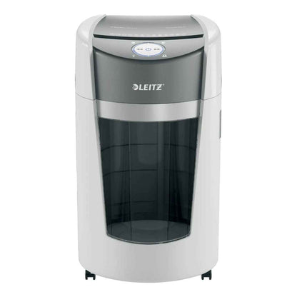 Leitz IQ OptiMax Office Micro Cut Paper Shredder P5 – 10 Sheets, 35L Bin, Continuous Run | White