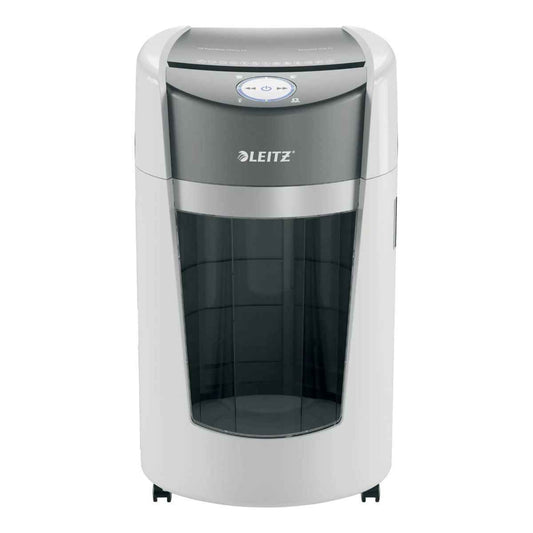 Leitz IQ OptiMax Office Micro Cut Paper Shredder P5 – 10 Sheets, 35L Bin, Continuous Run | White