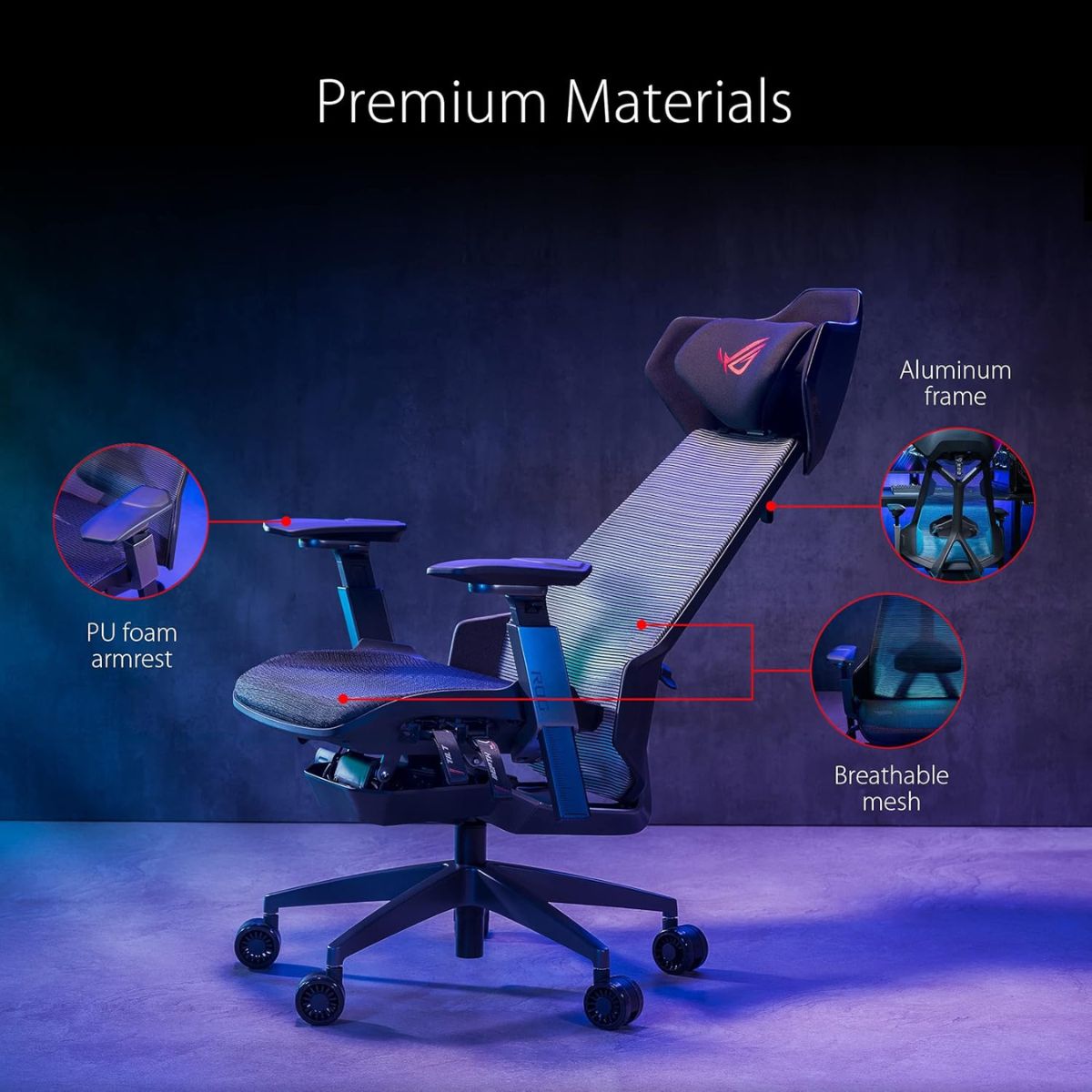 Asus ROG Destrier Ergo Gaming Chair – Exoskeletal Design, Mesh Comfort, Aluminum Frame