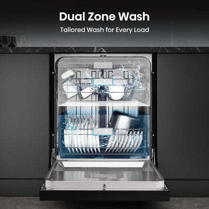 Hisense HS673C90BME Freestanding Dishwasher | 16 Place Settings | WiFi Connectivity | Smart Dry | Three-Level Wash | Inverter Technology | Premium Black