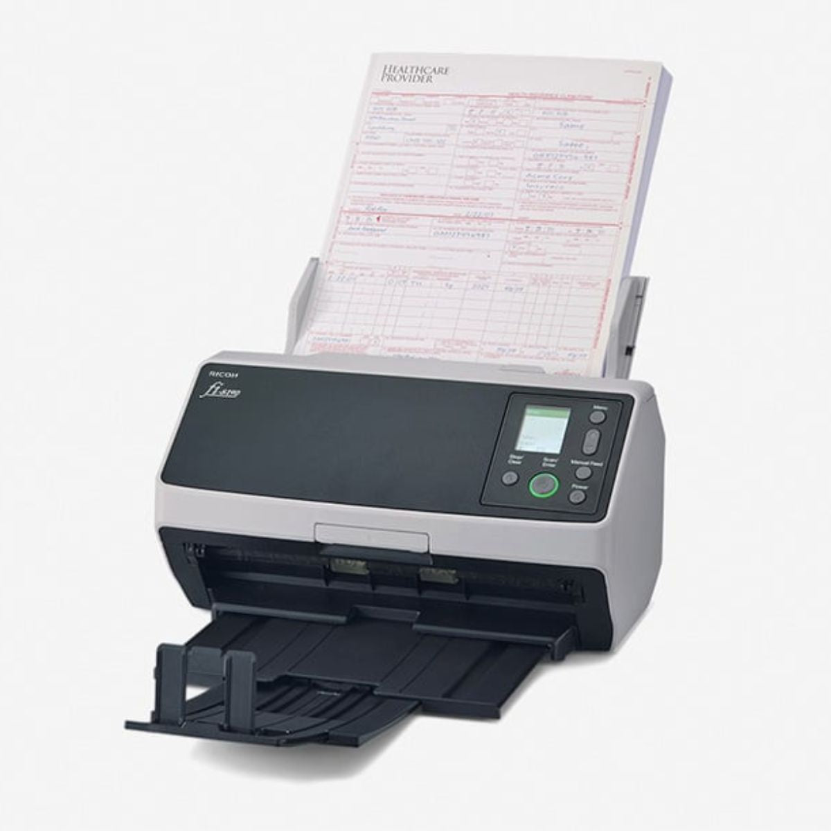 RICOH Fi-8190 Image Scanner with 100 Page ADF, 90 ppm Simplex & 180 ipm Duplex Scan Speed, Up to 600 dpi, Optimized HQ Images, 24-bit, Grayscale, USB, Ethernet, Black-Light Gray | PA03810-B001