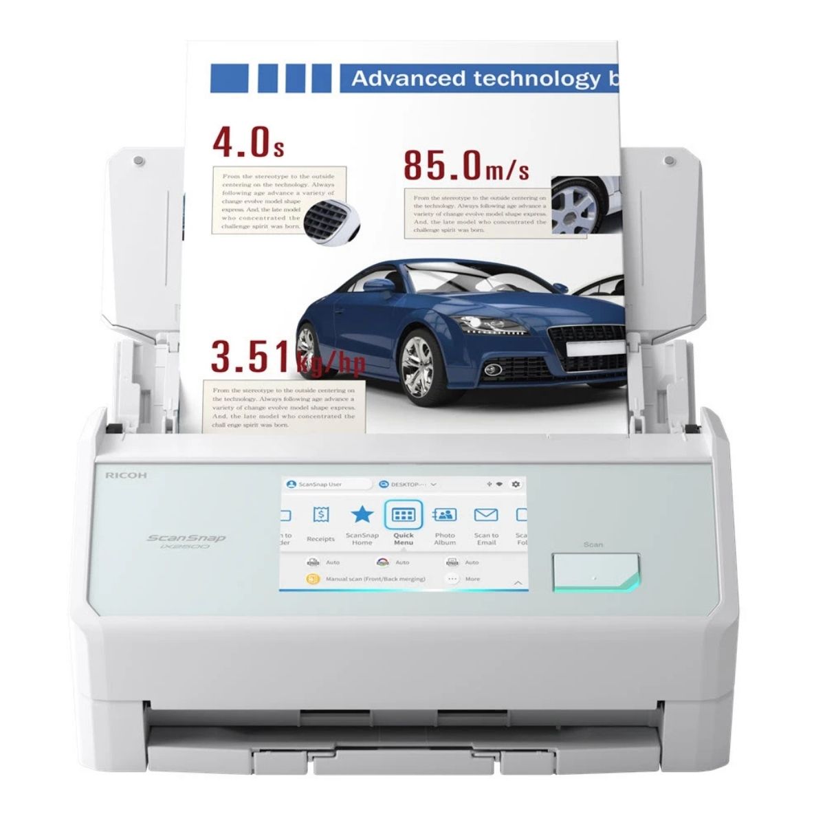 RICOH ScanSnap iX2500 Wi-Fi Document Scanner | 45ppm Duplex | 100-Sheet ADF | 5-Inch Touchscreen | PA03860-B105
