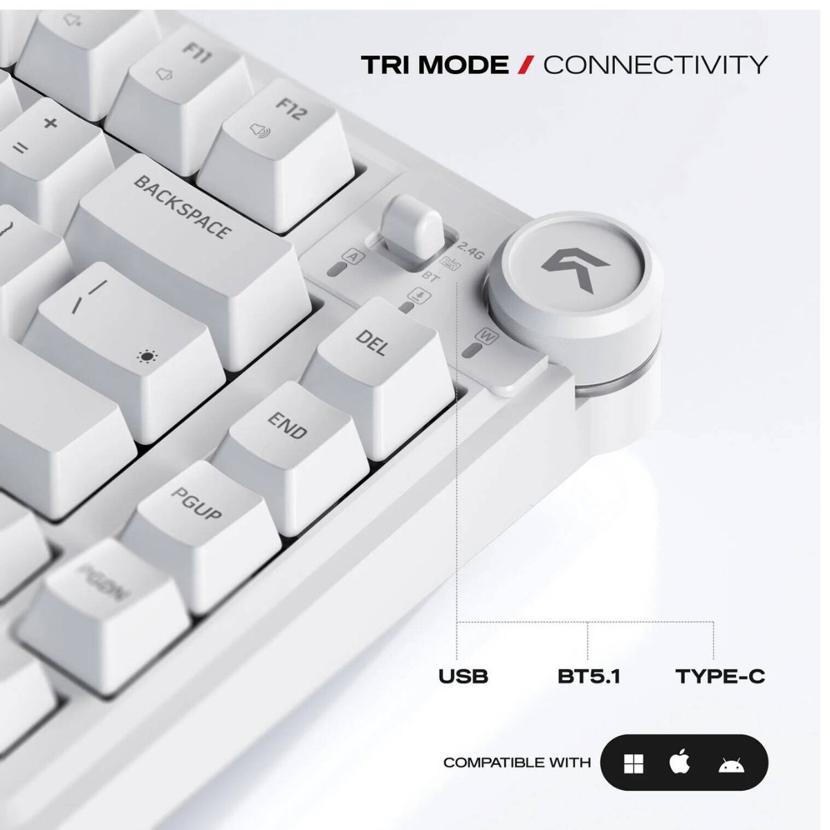 Cybeart Nighthawk 75 Signature Edition Gaming Keyboard – 75% Compact Layout, Pre-Lubed Mechanical Switches, Hot-Swappable, RGB Backlit, Tri-Mode Connectivity &amp; Multi-Function Media Knob