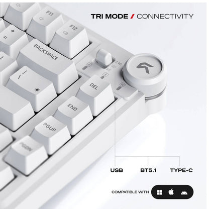 Cybeart Nighthawk 75 Signature Edition Gaming Keyboard – 75% Compact Layout, Pre-Lubed Mechanical Switches, Hot-Swappable, RGB Backlit, Tri-Mode Connectivity &amp; Multi-Function Media Knob