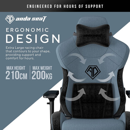 AndaSeat T-Pro II Premium Gaming Chair, 4D Armrests, Memory Foam Neck Pillow & Lumbar Support