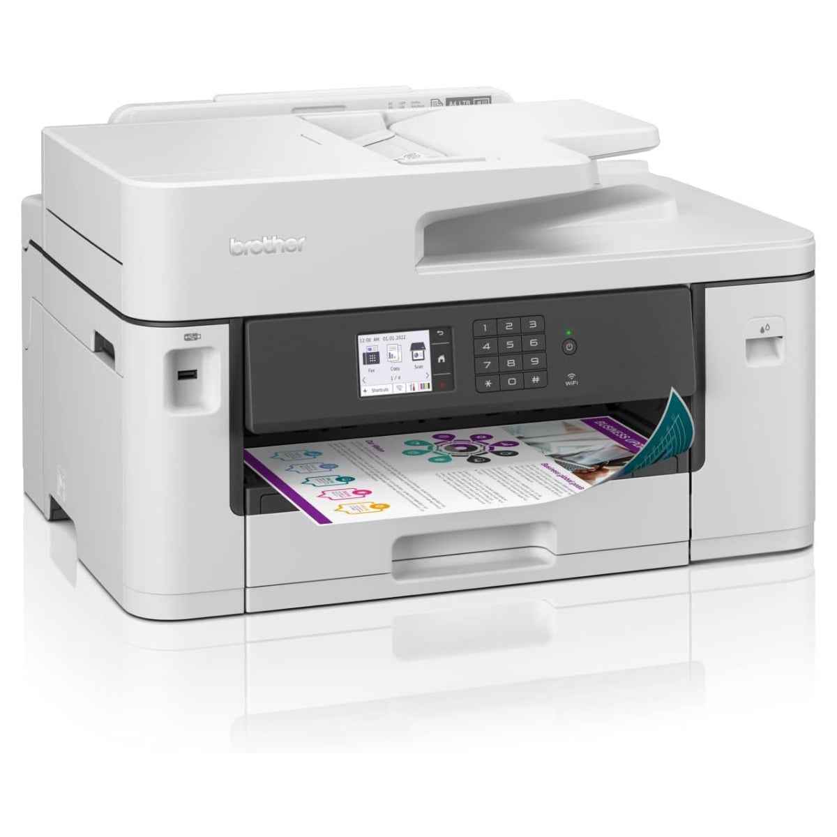 Brother Professional A3 Wireless AIO Inkjet Printer, 1200 4800 dpi Resolution, 28 ppm Print Speed, 2 Sided Printing, Up to 250 Sheet Input, Printer/Scanner/Copier, USB 2.0, White | MFC-J2340DW