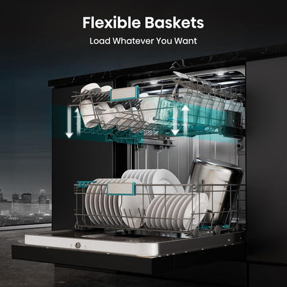 Hisense HS673C90BME Freestanding Dishwasher | 16 Place Settings | WiFi Connectivity | Smart Dry | Three-Level Wash | Inverter Technology | Premium Black