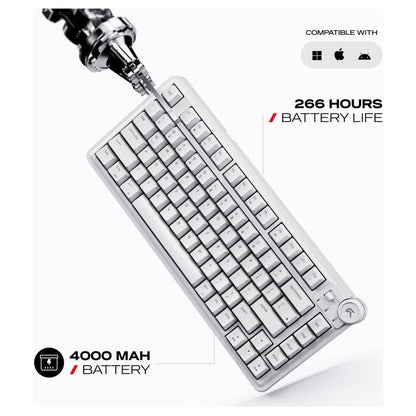 Cybeart Nighthawk 75 Signature Edition Gaming Keyboard – 75% Compact Layout, Pre-Lubed Mechanical Switches, Hot-Swappable, RGB Backlit, Tri-Mode Connectivity &amp; Multi-Function Media Knob