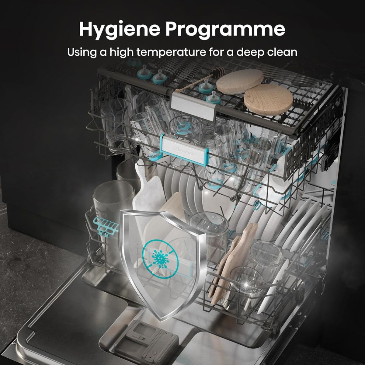 Hisense HS673C90BME Freestanding Dishwasher | 16 Place Settings | WiFi Connectivity | Smart Dry | Three-Level Wash | Inverter Technology | Premium Black