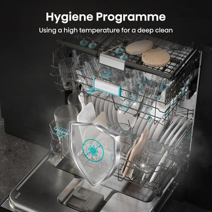 Hisense HS673C90BME Freestanding Dishwasher | 16 Place Settings | WiFi Connectivity | Smart Dry | Three-Level Wash | Inverter Technology | Premium Black