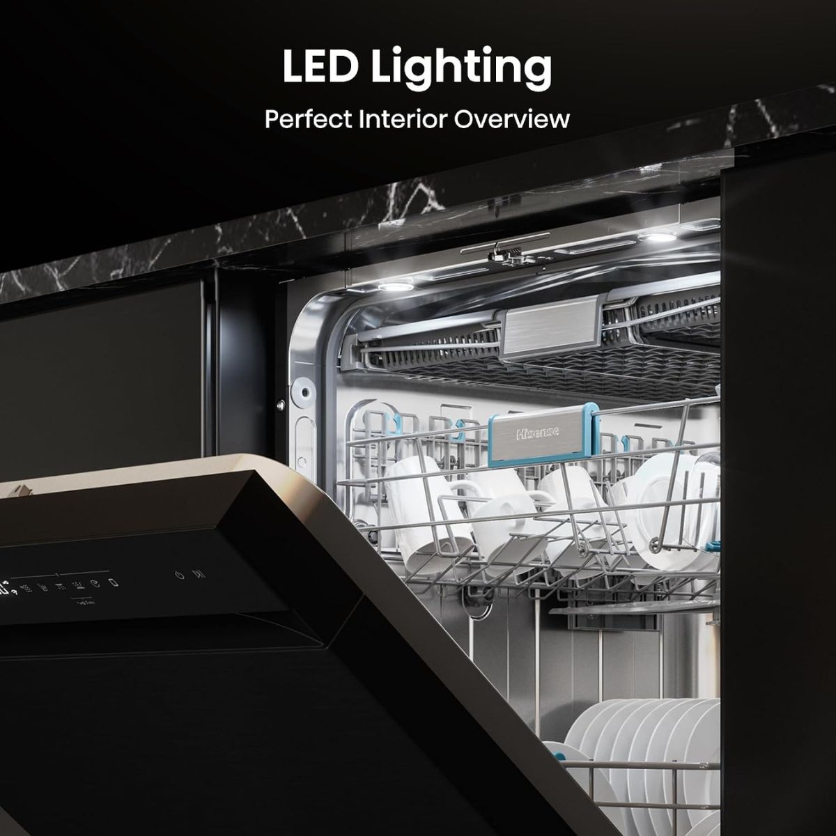 Hisense HS673C90BME Freestanding Dishwasher | 16 Place Settings | WiFi Connectivity | Smart Dry | Three-Level Wash | Inverter Technology | Premium Black