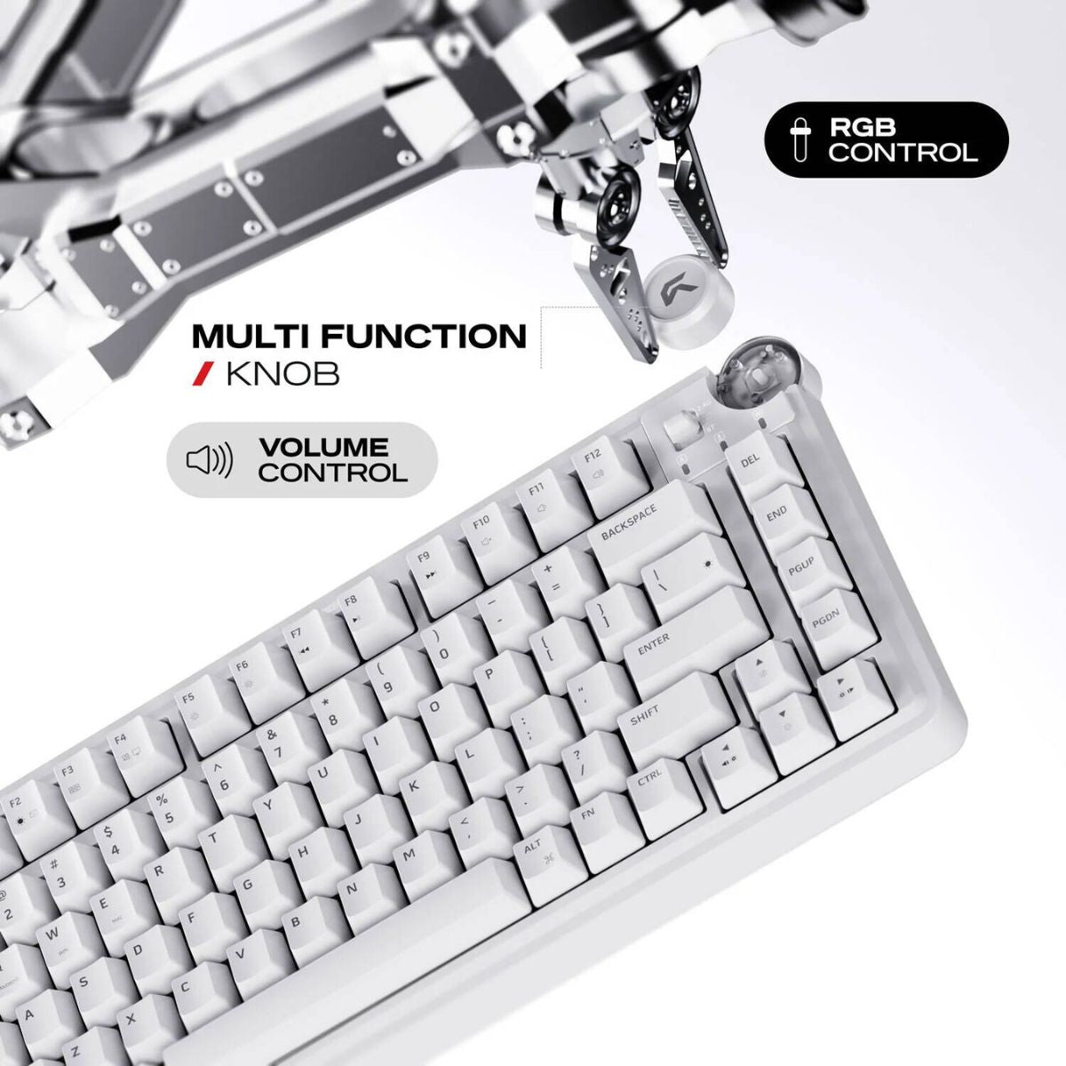 Cybeart Nighthawk 75 Signature Edition Gaming Keyboard – 75% Compact Layout, Pre-Lubed Mechanical Switches, Hot-Swappable, RGB Backlit, Tri-Mode Connectivity &amp; Multi-Function Media Knob