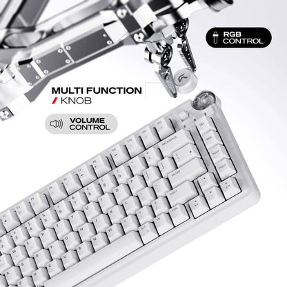 Cybeart Nighthawk 75 Signature Edition Gaming Keyboard – 75% Compact Layout, Pre-Lubed Mechanical Switches, Hot-Swappable, RGB Backlit, Tri-Mode Connectivity &amp; Multi-Function Media Knob
