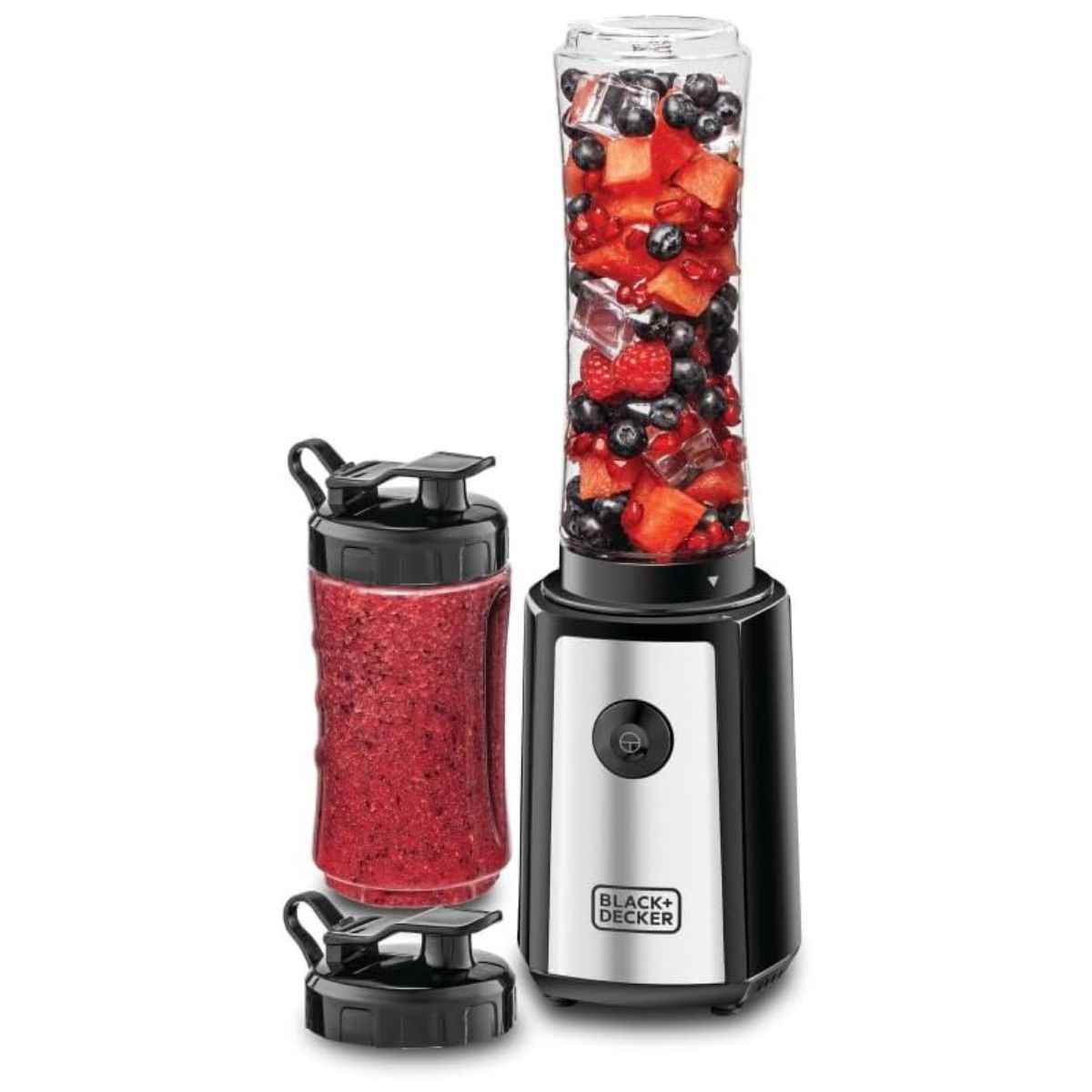 BLACK+DECKER Sports Blender SBX300-B5 – 300W Personal Blender, 6-Piece Set, 500ml & 300ml BPA-Free Bottles, 21,500 RPM | Black