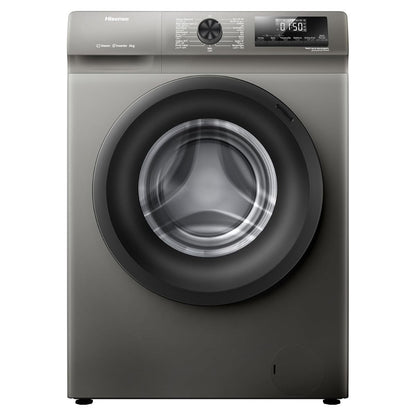 Hisense WFQP8012JTS Front Load Washing Machine, 8kg Capacity, Inverter Motor, 15 Wash Programs, 1200 RPM Spin Speed, Steam Care, White