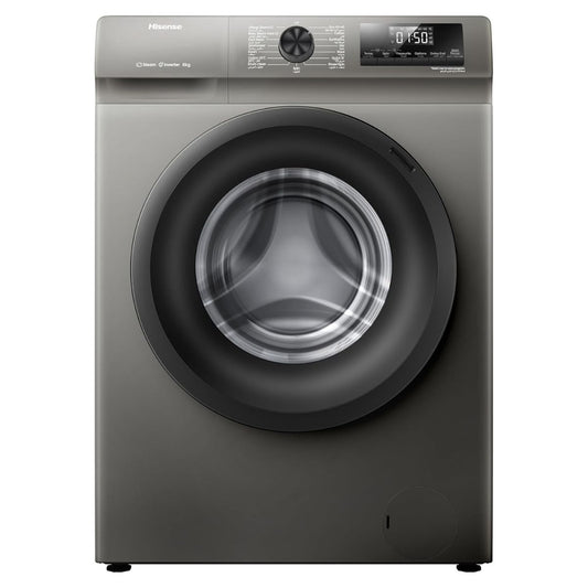 Hisense WFQP8012JTS Front Load Washing Machine, 8kg Capacity, Inverter Motor, 15 Wash Programs, 1200 RPM Spin Speed, Steam Care, White
