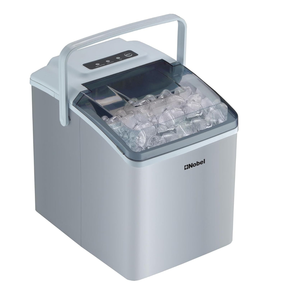 Nobel Ice Cube Maker 10-12kgs/24 Hrs Ice Making Capacity with 9pcs Ice in 8 Minutes Per Cycle|1.3 L Water Container Capacity with LED Indicator 150 W NIM13S Silver