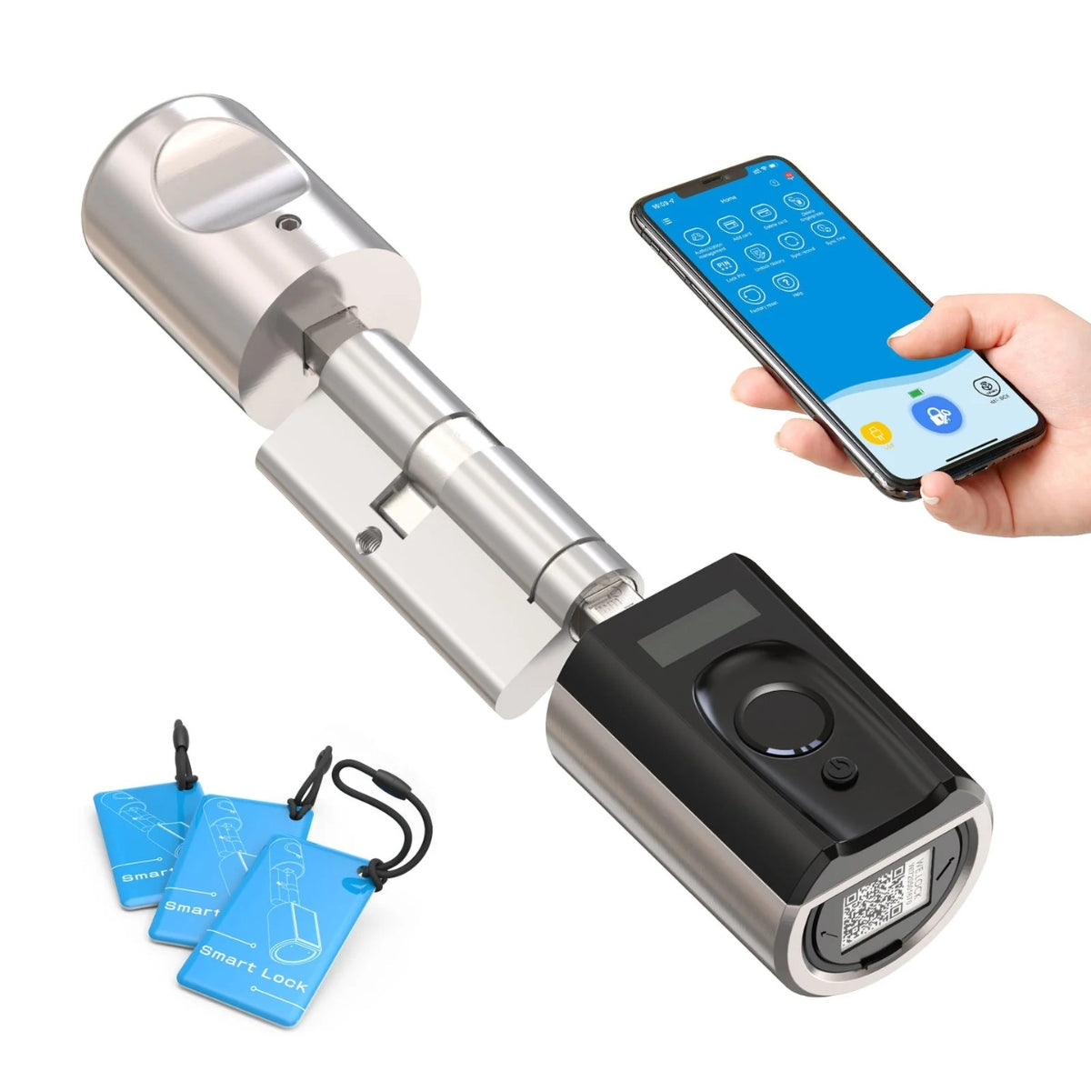 WELOCK Touch41 Biometric Fingerprint Smart Door Lock – Electronic Lock Cylinder, Wi-Fi App Control, RFID Card Access, Bluetooth, Keyless Entry | Touch41