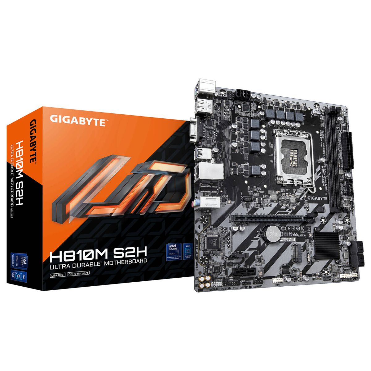 GIGABYTE H810M S2H LGA 1851 Micro ATX Motherboard, Intel H810 Chipset, 2x DDR5 DIMM Slots, Up to 128GB Max Memory, 1x PCI Express x16 Slot, 1x M.2 Connector | H810M-S2H