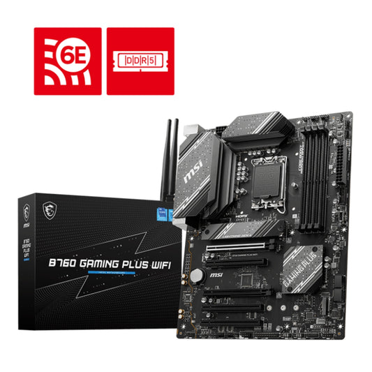 MSI B760 Gaming Plus WIFI DDR5 ATX LGA 1700 Socket Motherboard, Intel B760 Chipset, Dual-Channel Mode, Intel Wi-Fi 6E, 5x PCI-E x16 Slot, 2x M.2 Storage