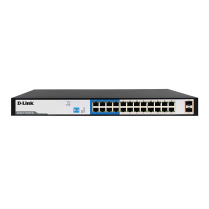 D-Link 24-Port Gigabit PoE Switch with 2 SFP Uplink Ports, Extended 250m PoE Transmission, Open Box New  |  DGS-F1026P-E