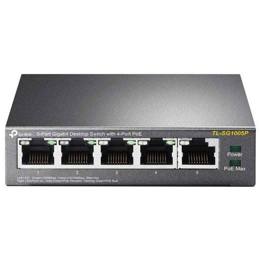 TP-Link TL-SG1005P 5-Port Gigabit Desktop Switch | 4-Port PoE+ | 55W Power Budget | Unmanaged Gigabit Ethernet Switch | Plug & Play