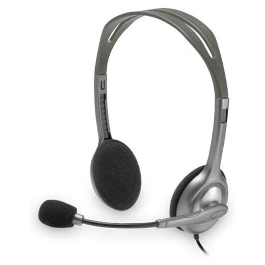 Logitech Stereo Headset H110, Dual 3.5mm Audio Jacks, Noise-Reducing Microphone, Adjustable Headband, Stereo Sound, Black | 981-000459 (Box Damage Unit)