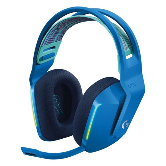 Logitech G733 LIGHTSPEED Wireless RGB Gaming Headset, 2.4GHz, PRO-G Drivers, 29H Battery, BLUE VO!CE Mic, Black / White / Blue / Lilac