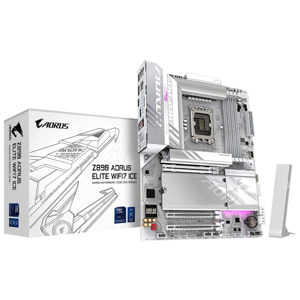 GIGABYTE Z890 Aorus Elite Wi-Fi 7 Ice LGA 1851 ATX Motherboard, Intel Z890 Chipset, 4x DDR5 DIMM Slot, Up to 256GB Max Memory, Wi-Fi7 & BT5.4, PCIe 5.0 x16, 4x M.2 Slot, White | Z890-A-ELITE-WF7-ICE