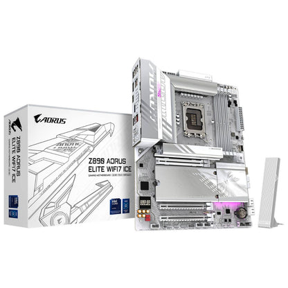 GIGABYTE Z890 Aorus Elite Wi-Fi 7 Ice LGA 1851 ATX Motherboard, Intel Z890 Chipset, 4x DDR5 DIMM Slot, Up to 256GB Max Memory, Wi-Fi7 & BT5.4, PCIe 5.0 x16, 4x M.2 Slot, White | Z890-A-ELITE-WF7-ICE