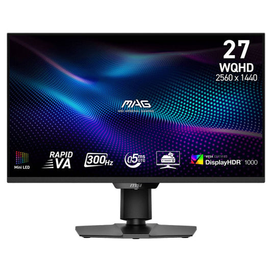 MSI Gaming Monitor, 27" Rapid VA Display, WQHD Resolution, 0.5ms Response Time, 300Hz Refresh Rate, Adaptive Sync, Quantum Dot Feature, Black