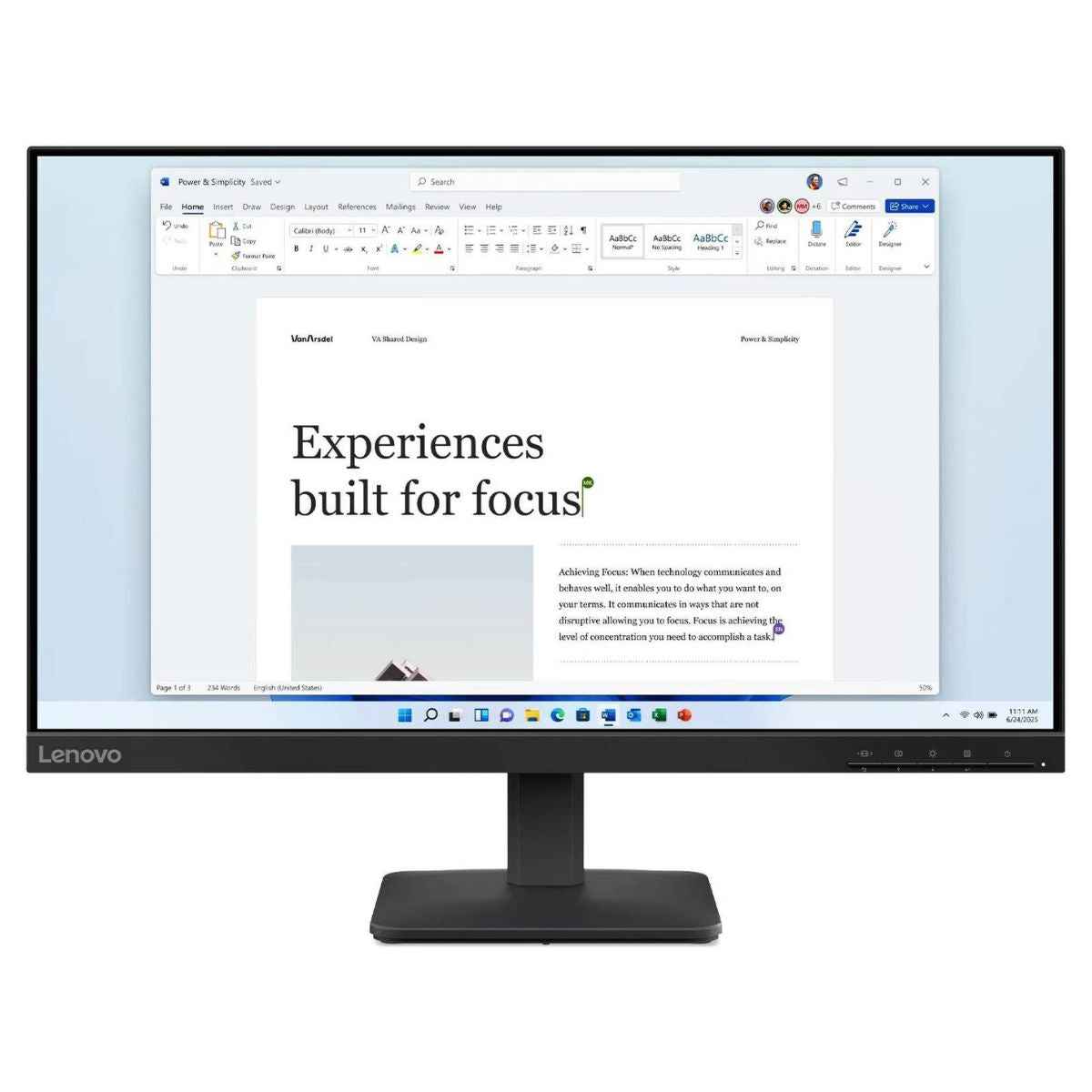 Lenovo L24-4e Monitor – 24″ IPS FHD Display, 100Hz, 4ms, Ultra-Slim Bezel 4ms Response Time, 16.7M Color Support