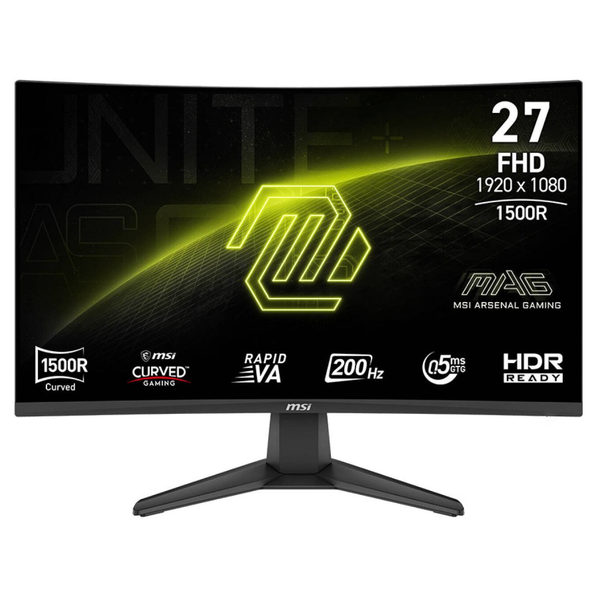 MSI MAG 276CF E20 Gaming Monitor, 27" Rapid VA Display, FHD Resolution, 200Hz Refresh Rate, 0.5ms (GtG) Response Time, AMD FreeSync Premium Technology, 1.07b Color Display, Black