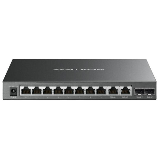 MERCUSYS MS112GMP 12-Port Gigabit PoE+ Desktop Switch | 8 PoE+ Ports | 110W Power Budget | 2 Gigabit RJ45 Ports | 2 SFP Slots | 802.3af/at